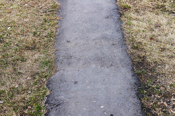 Part of the road for pedestrians in the middle of the lawn