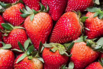 Close up horizontal de fresas frescas.