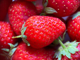 Close-up of a large number of strawberries. Natural background.