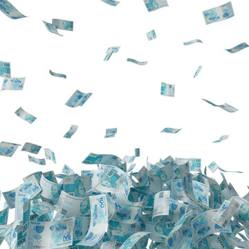 Money banknotes 50 reais brazil isolated background white. 3D illustration. 