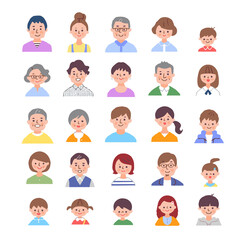さまざまな世代の人物の顔　セット
