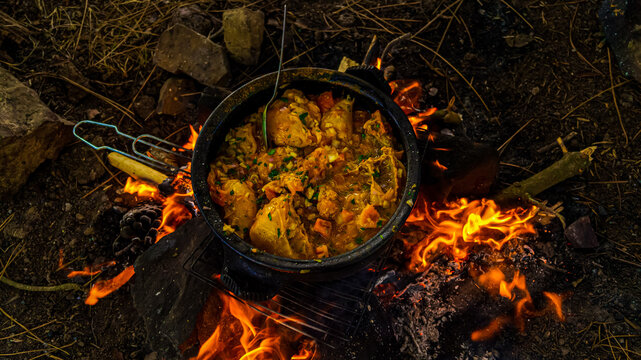 image food over a fire in nature