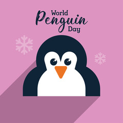 World Penguin Day poster background, cute penguin illustration banner vector