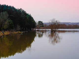  Spring landscape with the image of high water