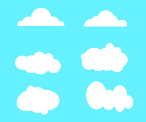 set of clouds on blue background