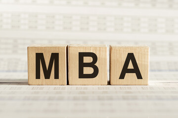 letter of the alphabet of MBA and financial documents