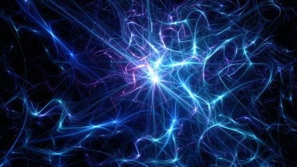 Fototapeta premium Abstract background, smooth multicolored lines on a black background.