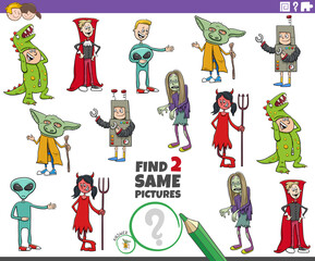 Fototapeta premium find two same cartoon children at the costume party