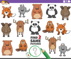 find two same cartoon animals educational game