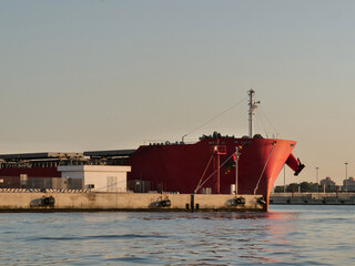 industrial port with ship and  heavy duty crane   brindisi. 