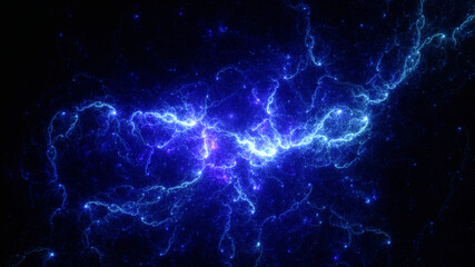 Abstract background, smooth multicolored lines on a black background.