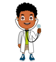 Fototapeta premium African American boy doctor Holding stethoscope
