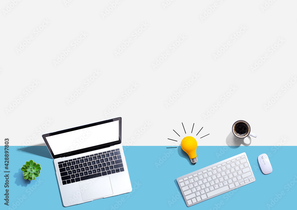 Poster computers with a light bulb