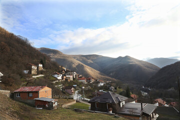 Janche Village at Mavrovo National Park in Macedonia. Village of Janche (Jance) is located about 36 kilometers southwest of Mavrovo.