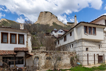 Typical street and old houses inl town of Melnik, Bulgaria