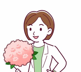 Young woman in a lab coat