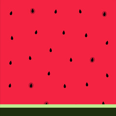 Watermelon pulp pattern Vector illustration in flat design Close up image of red watermelon with black seeds