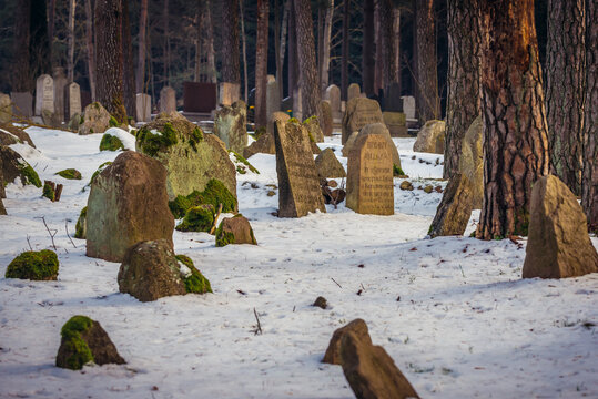 Kruszyniany, Poland - January 27, 2018: Muslim cemetery in Kruszyniany village, primarily a Lipka Tatars settlement in Podlasie region