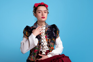 young woman in the image of the Mexican artist Frida