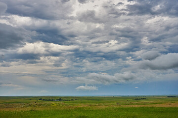 View over mixed grass prairie in Badlands National Park