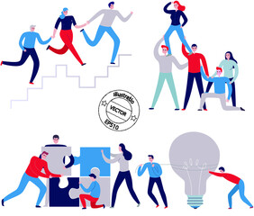 Teamwork on white background