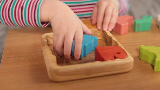 Children's puzzle. Finding a solution and staying focused on the question. Puzzles are like resistance training for kids brain. Piece was considered as starting piece at various starting locations.