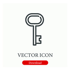 Key vector icon.  Editable stroke. Linear style sign for use on web design and mobile apps, logo. Symbol illustration. Pixel vector graphics - Vector