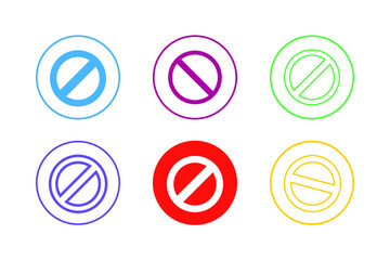 Colorful Ban Sign Icon Set