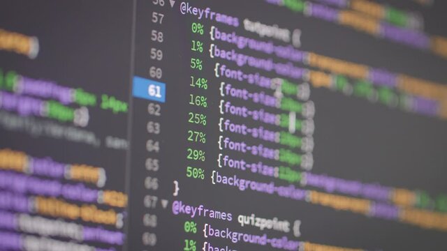 Close-up shot Programming web editor code for web design and development, select focus shallow depth of field