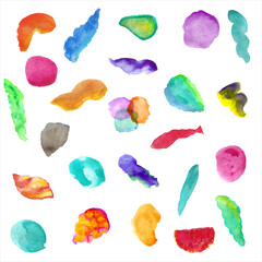 watercolor drawn colorful abstract cute various spots