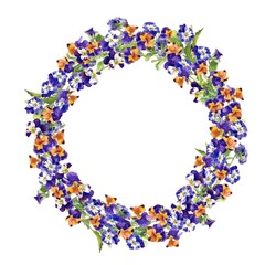 A Vector Wreath Image of Pansies