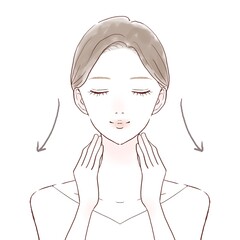 スキンケア　女性　首　マッサージ