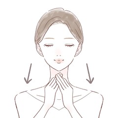 スキンケア　女性　首　マッサージ