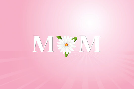 Mothers day card word text of mom with a beautiful flower thank you card or greetings card vector image 