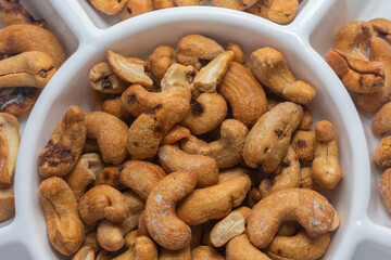 close up of bowl of cachew chestnuts, nuts