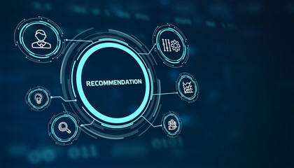 Business, Technology, Internet and network concept. The word Recommendation on the virtual screen.