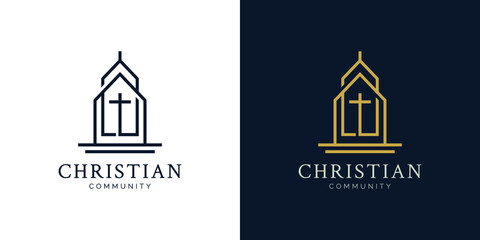 Illustrations of church logo design concept