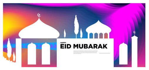 Vector colorful islamic and mubarak greeting card banner