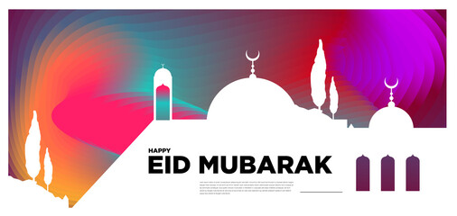 Vector colorful islamic and mubarak greeting card banner