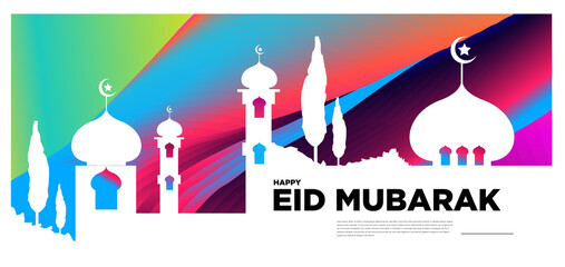 Vector colorful islamic and mubarak greeting card banner