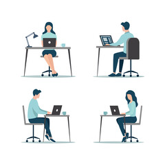 Office work concept. Colored flat vector illustration. Isolated on white background.