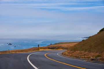 Coastal Route 101 with view over Pacific Ocean