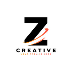 Corporation Letter Z Logo With Creative Curved Swoosh Icon Vector Template Element in Black and Yellow Color.