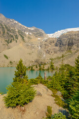 Naklejka na ściany i meble Majestic mountain lake in Canada. Upper Joffre Lake Trail View.