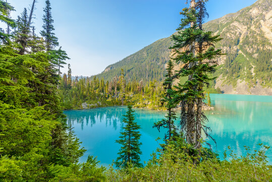 Majestic mountain lake in Canada. Upper Joffre Lake Trail View. © karamysh