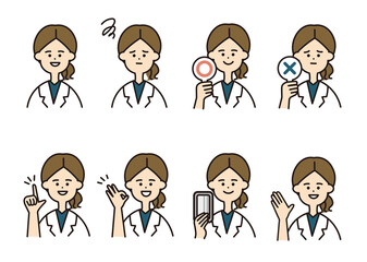 医者　女性　女医　ポーズバリエーション