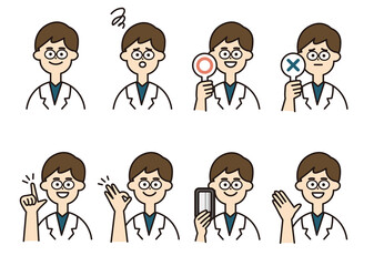 医者　男性　ポーズバリエーション