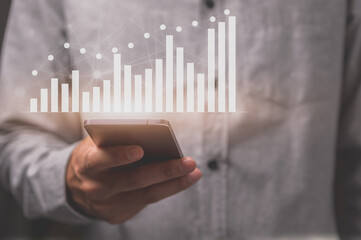 show hologram stock  Business growth, progress or success concept
