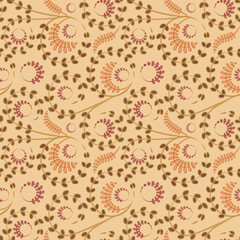 Seamless texture, pattern on a square background - flowers and leaves. Styling.