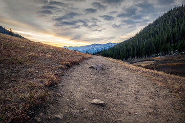 Herman Gulch Hiking Trail sunrise near Idaho Springs, Colorado, USA